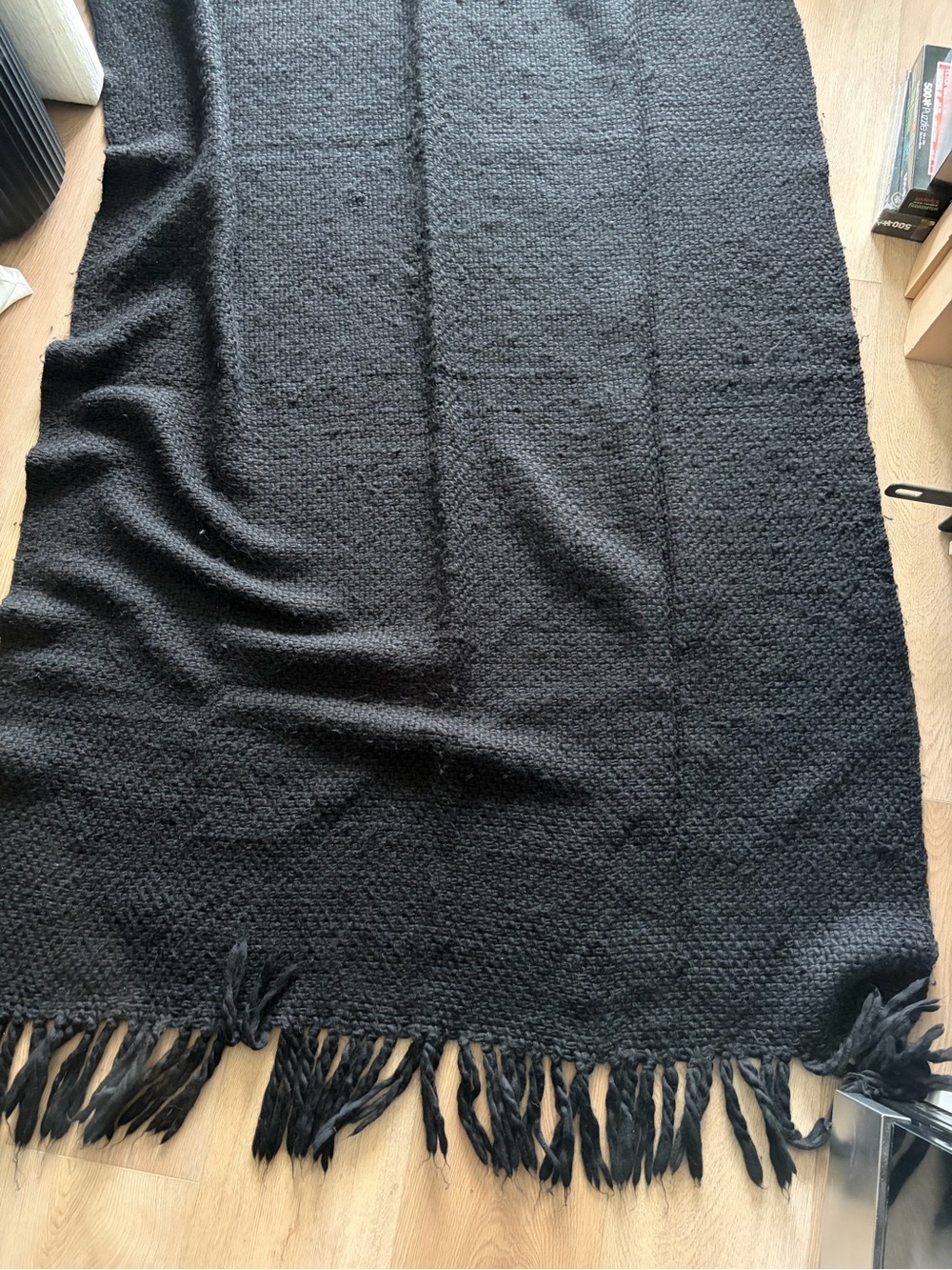 CB2 Intergrate Basket Weave Black Throw Blanket